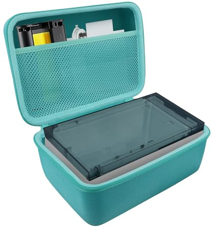 Khanka für Liene Amber M100/M200 Fotodrucker Smartphone 10X15 Hartschalenkoffer, Tragetasche mit Netzfach für Liene DHP513 4x6'' Zubehör, Nur Tasche（Tiffanyblau）