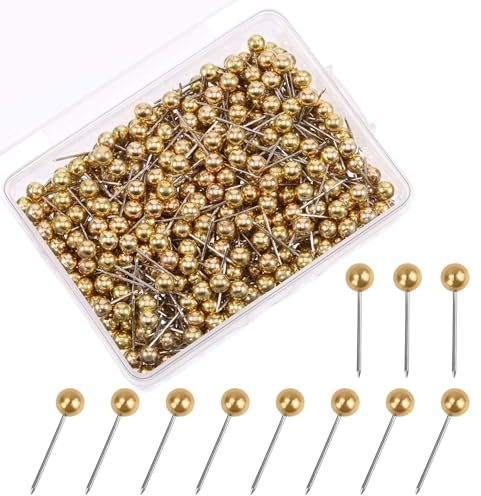 JAXICREY 400 stycken nålar guld, anslagstavla nålar anslagstavla nålar nålar nålar pinvägg pins anslagstavla vackra stift med huvud anslagstavla pinnål för anslagstavla kort fotovägg
