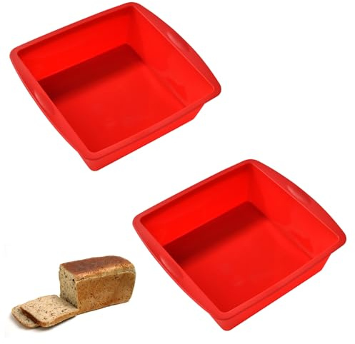 2 PCS Square Silicone Cake Moulds for Baking, Non-Stick Square Baking Tin Cake Pan for Cheesecake Bread Chocolate Pie, Durable Food-Grade Silicon Bakeware