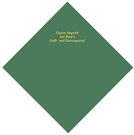 50 grüne Servietten mit Ihrem Namen in goldenen Lettern, ca. 33,5 x 33,5 cm, 3-lagig