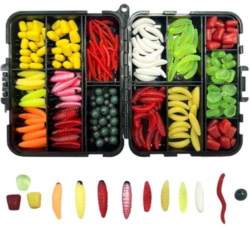 220PCS/Box Carp Fishing Tackle Box Artificial Plastic Fake Baits Sweetcorn/Beads/Worm Lures Imitation Baits Carp Fishing Gear Kit