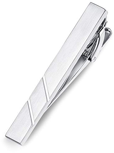 HONEY BEAR Hochwertig Herren Krawattennadel Krawattenklammer Tie Clip aus Edelstahl,MEHRWEG (Silber gebürstet 5.4cm)