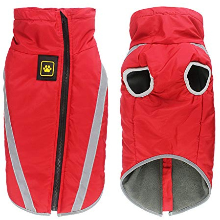 Idepet Waterproof Dog Coat Winter Warm Jacket,Windproof Pet Clothes Dog Jacket Outfit for Small Medium Large Dogs with Harness Hole XL-6XL