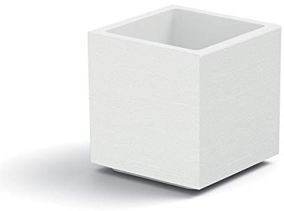 Generico Vaso fioriera Quadrato CUBO MATHERIA Colore Bianco in plastica con Ruote 40 CM VECA AMDGarden