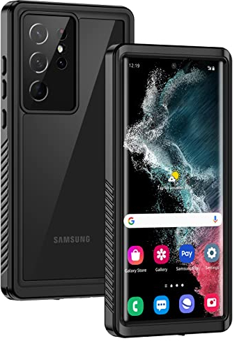 Lanhiem Kompatibel mit Samsung Galaxy S22 Ultra Hülle, IP68 Wasserdicht Handyhülle Samsung S22 Ultra 360 Grad Schutzhülle, Stoßfest Staubdicht Outdoor mit Eingebautem Displayschutz, Schwarz