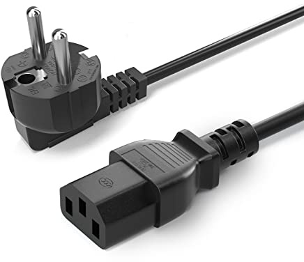 QYD Câble d'Alimentation PC 1.8M 3 Broches IEC 320 C13 10A Pour Moniteur, TV, Imprimante, Écran d'Ordinateur, Vidéoprojecteur, Console de Jeu