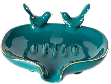 HOAZIACEHN Bird Soap Holder, Self Draining Soap Dish, Creative Ceramic Soap Dish for Shower Bathroom Kitchen Sink Bathtub (Green)