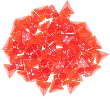 SAFIGLE 60 Pièces Dés à Quatre Faces Dé Rouge Transparent Table De Jeu De s Polyédrique Rouge Jouer Un Rôle s d'or Trpg De Konosuba à 100 Faces Puzzle Acrylique Jeu De Plateau D4