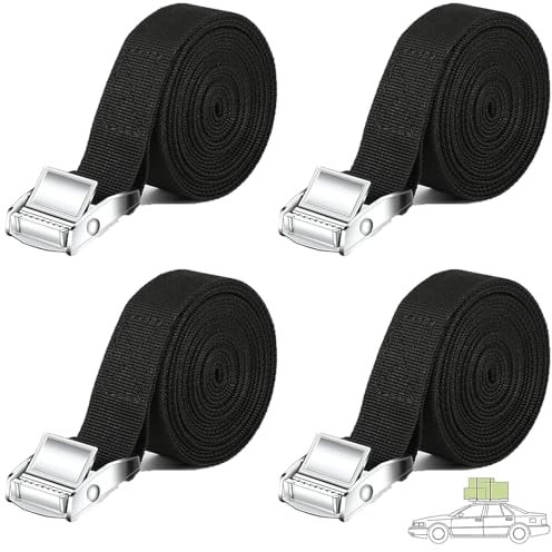 4 Pcs Ratchet Straps, 2cmx2m Heavy Duty Lashing Straps, Adjustable Cam Buckle Tensioning Belts, Used For Motorcycles, Goods, Trucks, Trailers, Luggage Quick Release Ratchet Tie Down Straps