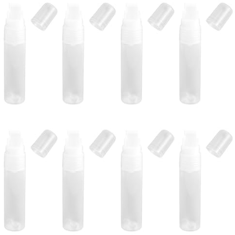 8Pcs Empty Refillable Paint Pens 15mm Press Flat Head Acrylic Paint Markers Clear White Marker Fillable Pen for DIY Rock, Wood, Ceramic, Metallic, Graffiti, Glass Painting