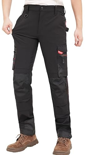 WORK IDEA Pantalón de Trabajo elástico Slim-fit para Hombre: Áreas críticas reforzadas con Cordura – Elegancia Resistente para Las exigencias más Altas