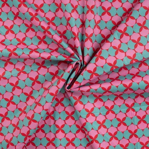 Beschichtete Baumwolle Popeline RETRO Kreise | 4 Farben | ab 50x145cm | Meterware (Fuchsia)
