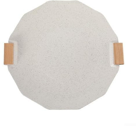 Honseadek Poêle à barbecue 35 cm/40 cm en aluminium léger antiadhésive pour cuisine en plein air, assiette Teppanyaki portable (35 cm, blanc)