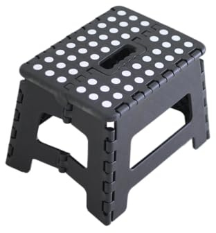 Bis 150 KG, Höhe 22 cm, Tritthocker Klappbar, Klappstuhl, Klapphocker, Falthocker, Faltbarer Hocker, Kinder, Fußhocker (Schwarz)