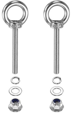 PATIKIL M5 X 40mm Bullone Ad Occhiello Con Spalla 2 Pezzi 304 Acciaio Inossidabile Anello Di Sollevamento Bullone Ad Occhiello Filettato Con Dadi A Flangia Di Bloccaggio Molle Interno