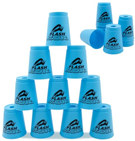 AMJKEJI 12 Pcs Speed Stacking Cups, Sports Stacking Cups, Quick Stack Cup for Adult Develop Hand-eye Coordination, Enhance Concentration, Cultivate Patience and Perseverance (Blue)
