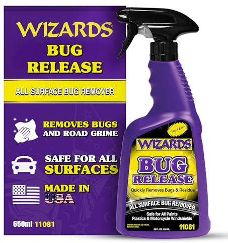 Wizards Bug Release - All Surface Bug Remover and Wash for All Vehicles - Softens and Neutralizes Acidic Bug Protein - Doubles as Spot Cleaner and Pre-Soak Car Cleaner - 22 Fl Oz