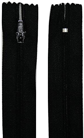 50 Cerniere lampo, 22 cm lungo, 24 mm largo, spirale, Colore: nero