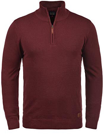 Blend BHRobin Herren Strickpullover Troyer Feinstrick Pullover mit Troyerkragen Rippbündchen Baumwollmischung Regular fit, Größe:XXL, Farbe:Andorra Red (73811)