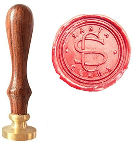 MDLG Vintage Santa Claus Monogram Wax Seal Sealing Stamp Envelope Embellishment Wedding Invitation Christmas Card Snail Mail Gift Wrapping Wine Package Wax Seal Stamp Rosewood Handle Set