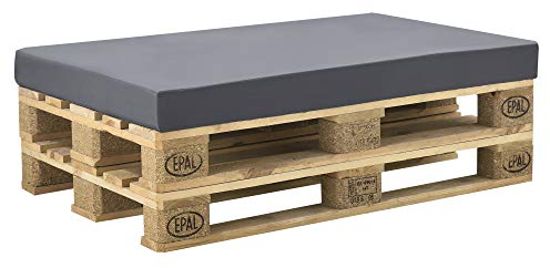 [neu.haus] Neuhaus Palettenkissenbezug 120x80x10cm Dunkelgrau In- & Outdoor Palettenkissen Schaumstoff Sitzkissen Bezug Palettenpolster Waschbar Wasserabweisend