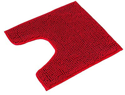 PANA Flauschiger WC Vorleger OHNE Ausschnitt • Chenille Badematte in versch. Farben und Größen • Badteppich rutschfest & waschbar • 45 x 45 cm • Farbe: Rot