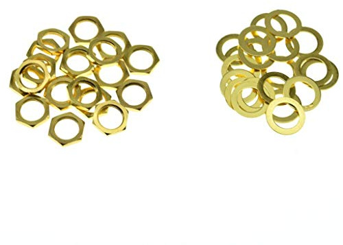 KAISH 20pcs Metric Guitar Input Output Jack Socket Nut and Washer Guitar Jack Nuts for Import Guitars Gold