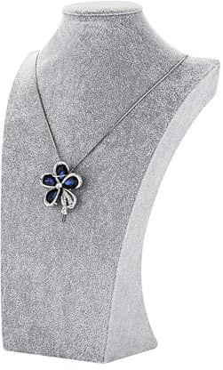 Polmart H4 Necklace Display Bust (Gray Velvet, 13 ½”H)
