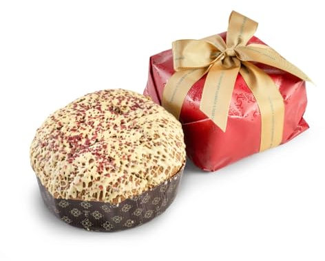Panettone artesano T'a Milano con frambuesas y crema de pistacho, cubierto de chocolate blanco - 750 g