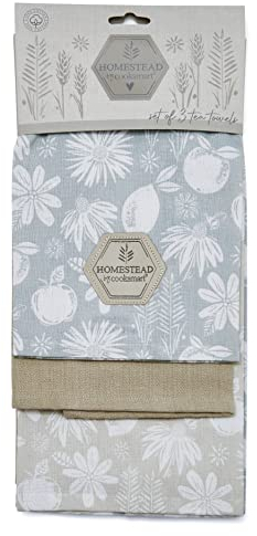 Cooksmart British Designed Pack of 3 Tea Towels | Luxury Tea Towels for Kitchen | Modern Designed Tea Towel Set