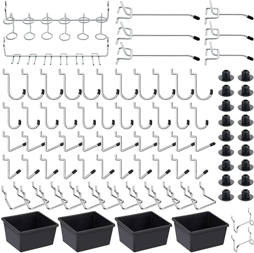 FRIMOONY Werkzeuglochwand Haken, Peg Board Zubehör, für die Organisation verschiedener Werkzeuge, 146 PCS, 60 davon sind Peg Locks
