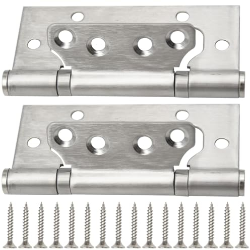 CEEYSEE 2 Pezzi Cerniere per Ante 105mm in Acciaio Inox a Cuscinetto a Sfera - Pieghevoli con Viti per Porte di Casa e Stanza (MHY)