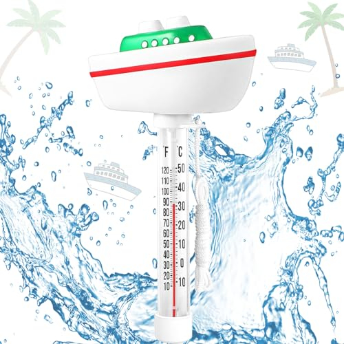 Thermomètre Piscine Flottant, Thermometre Piscine Avec Ficelle, Thermomètre Piscine Numérique, Thermomètre Eau Flottant, Thermomètre Bassin, Thermomètre de l'Eau pour Piscine