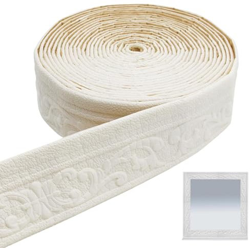 WAVATA Zierleisten Selbstklebend Weiß, Wasserdicht Bordüre 3D, Stuckleisten Wand Leisten Selbstklebend, Bordüre Selbstklebend Geeignet für Flure, Wandgemälde, Decken, Ecken, Linien