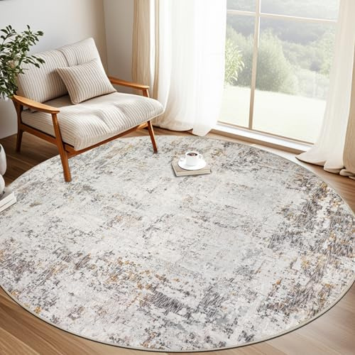 Caplslpad 200 cm beige kort lugg abstrakt rund matta modern halkfria mattor vardagsrum tvättbar rund konstgjord ull sängmatta stor lätt rund matta för sovrum barnrum hemmakontor