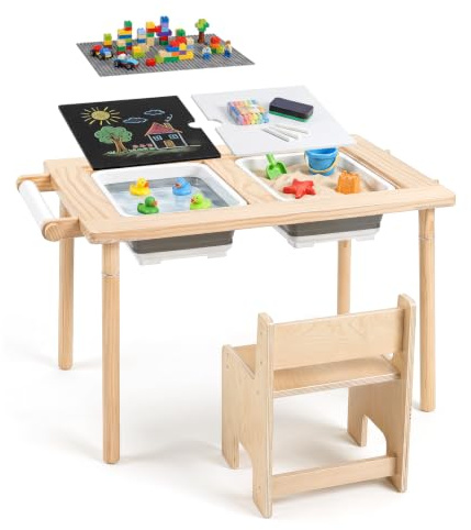 COSTWAY Kids Sensory Table and Chair Set (1 Chair)