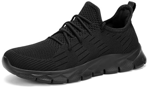 INYO Womens Trainers Non Slip Running Shoes Lightweight Slip-on Walking Sneakers Casual Gym Jogging Workout Tennis Shoes Black 7.5