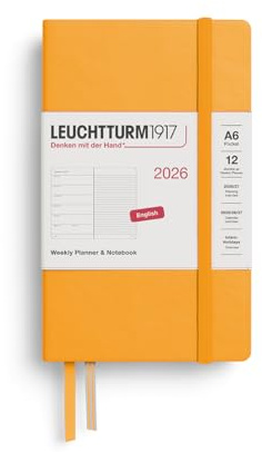 LEUCHTTURM1917 372666 veckokalender och anteckningsbok ficka (A6) 2026, Rising Sun, engelska