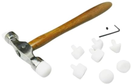 Dual-Head Nylon Hammer, Soft Touch Plastic Tips, Metal Forming Jewellery Tool with 9 Nylon Faces