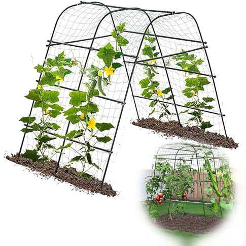 Traliccio ad arco da giardino per piante, extra alto, in acciaio rivestito, struttura di supporto da giardino, 4 archi (120 cm x 160 cm), perfetto per piante rampicanti e viti