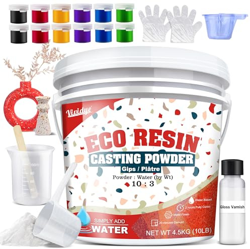 Polveri per Colata in Resina Naturale 4.5kg - Kit di Gesso in Polvere per Principianti, Attivata ad Acqua e a Indurimento Rapido, Facile da Sformare - Gesso in Polvere per Stampi, Artigianato