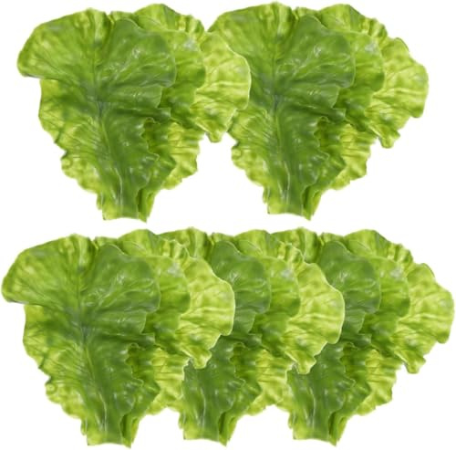 Maimeili 15PCS Lattuga Artificiale Lascia Un Modello Finto Di Plastica Simulazione Verdure Finte Per La Cucina Domestica Armadio Armadio Tavolo Decorazione Natalizia