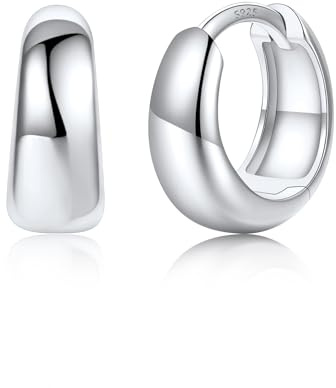 Silvora Petit Créoles Argent/Plaqué Or/Noir Femme Anneau d'Oreille 8-14 MM | Boucle d'Oreille Anneau Femme avec Tige en Argent 925, Laiton Creole Hoop Earring Bijou Cadeau Noël avec Boîte