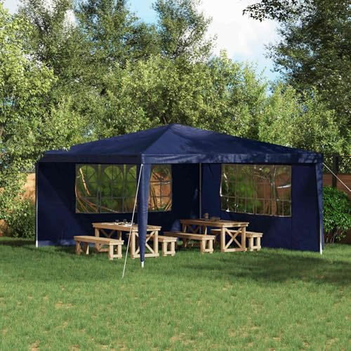 sephironlbb Tente de fête - Lot de 2 panneaux latéraux - 400 x 195 cm - Bleu - En polyéthylène et cadre en acier avec fenêtres - Résistant aux intempéries - Résistant aux UV - Stable pour tonnelle