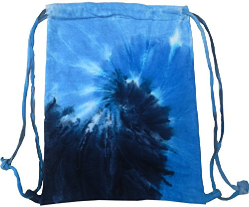 Colortone Tie Dye Drawstring Backpack, Lightweight Gym Bag for Women and Men, Blue Ocean, One Size