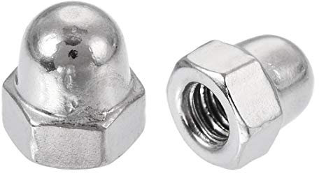 Sourcingmap Acorn Hex Cap Nuts - 12Pcs M4 Dome Nuts 304 Stainless Steel Hexagon Decorative Cap Nut for Screws Bolts Silver Tone