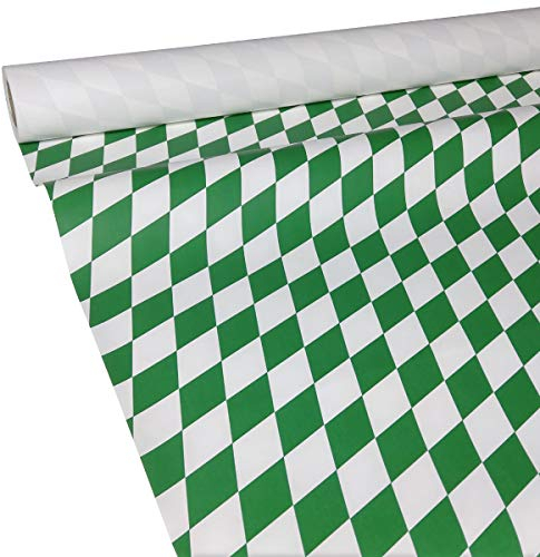 JUNOPAX Papiertischdecke 50m x 1,15m Raute grün-weiß
