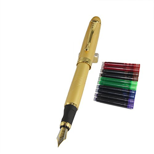 Gullor Jinhao 450 Normale Feder Fountain Pen Goldene mit 5 Farb Tintenpatronen
