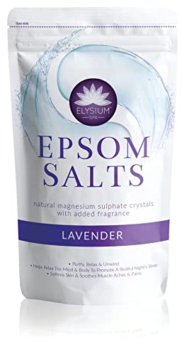 Elysium Spa Sali da bagno di epsom, cristalli naturali di solfato di magnesio, confezione da 450 g, al profumo di lavanda