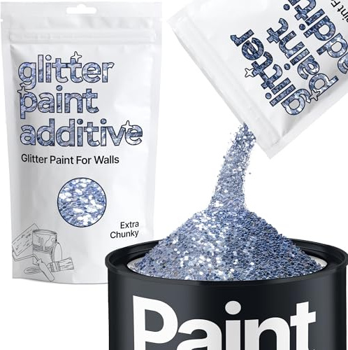 Hemway Azure Blue Glitter Paint Additive Extra Chunky 100g Adding Sparkle | for Paints & Varnish | Paint Walls Sparkly Add to Emulsion, Acrylic or Lacquer Indoor